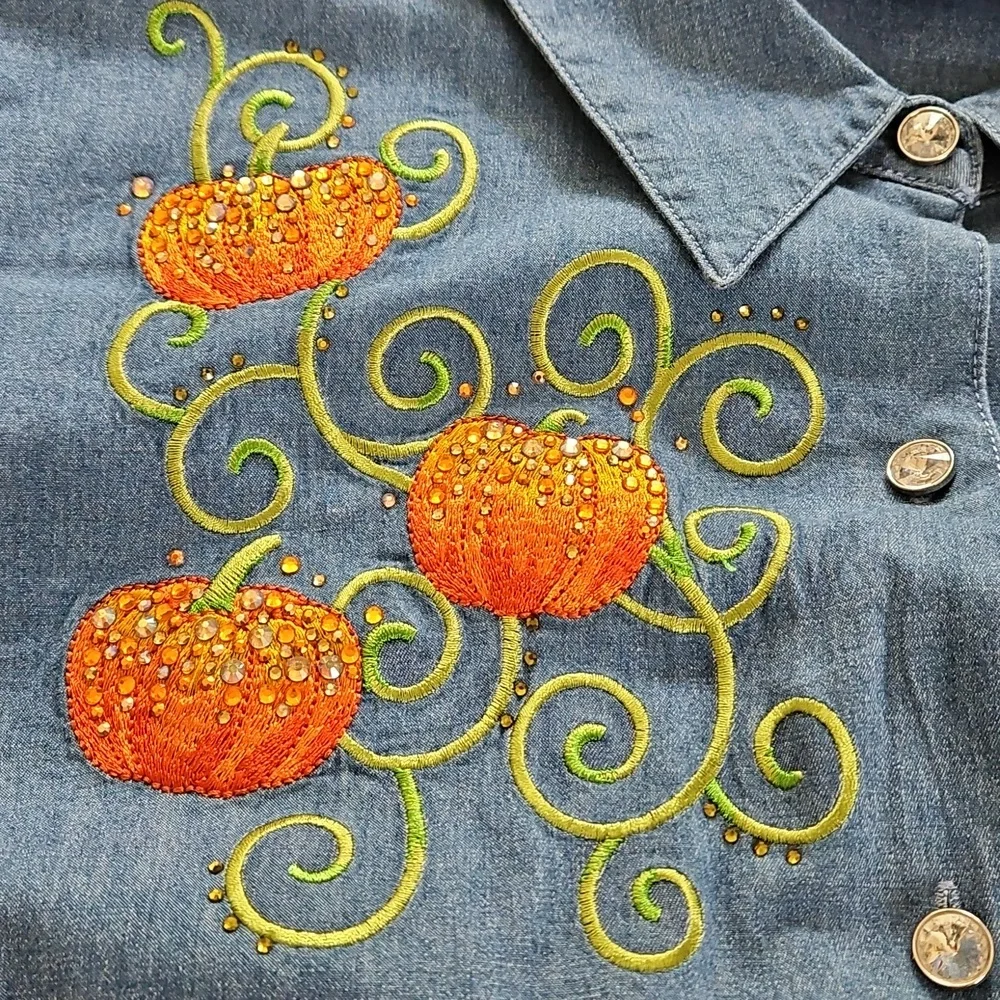 NWT Quacker Factory Fall Sparkiling Pumpkin Top, Tunic Size 3X - Picture 2 of 13